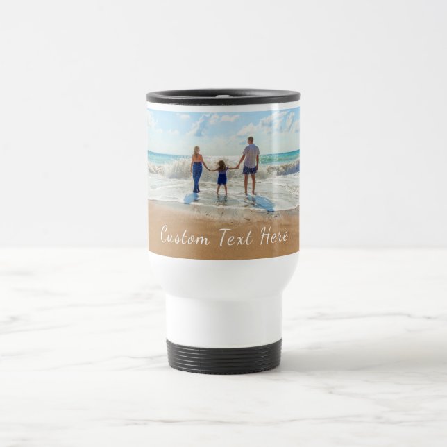 Custom Photo Travel Mug with Your Photos and Text (Center)