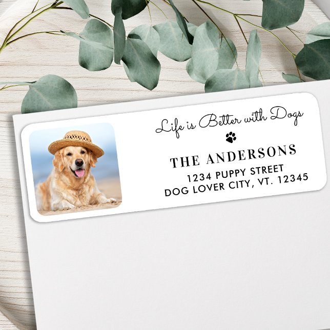 Custom Photo Trendy Dog Lover Return Address Label (Creator Uploaded)