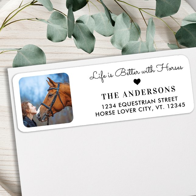 Custom Photo Trendy Horse Lover Return Address Label (Creator Uploaded)