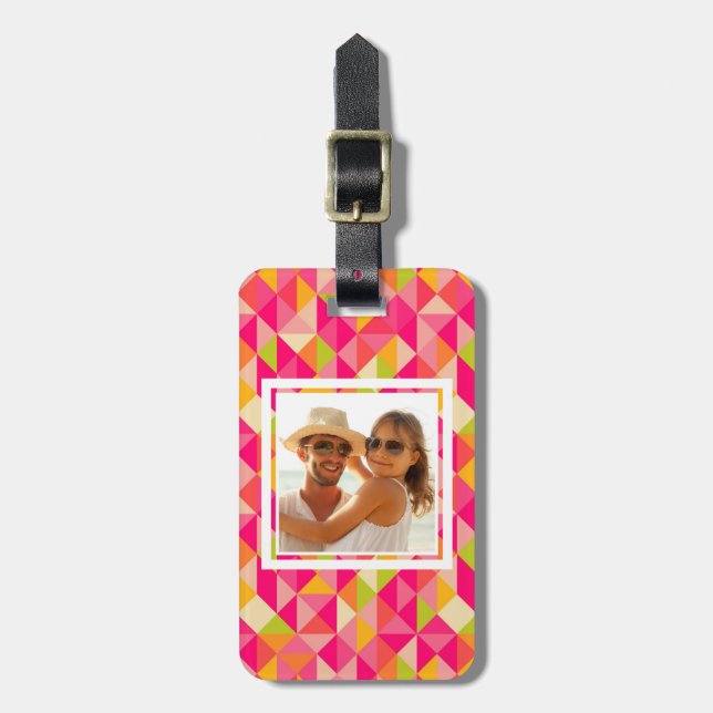 Custom Photo Triangles geometrical pattern Luggage Tag (Front Vertical)
