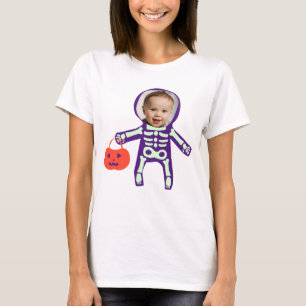 Custom photo trick or treat skeleton Halloween T-Shirt