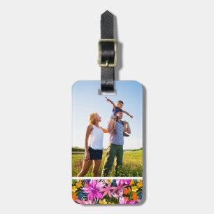 Custom Photo Tropical leaves and flowers Luggage Tag