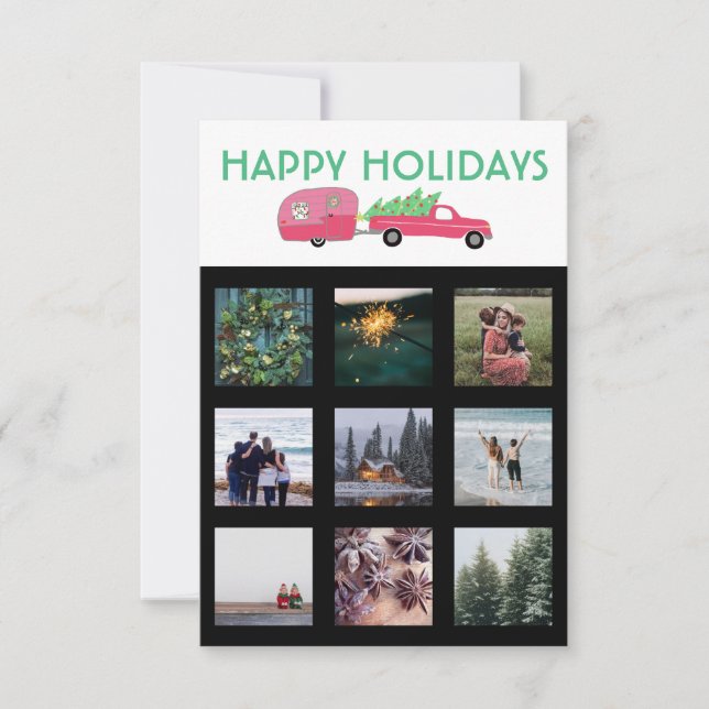 CUSTOM PHOTO Truck Camper Trailer Christmas Card (Front)