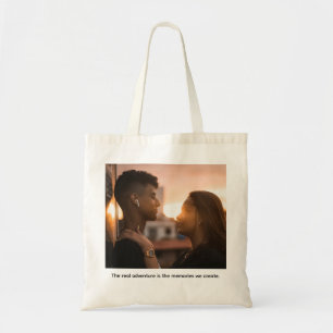 Custom Photo Typewriter Caption Personalized Tote Bag