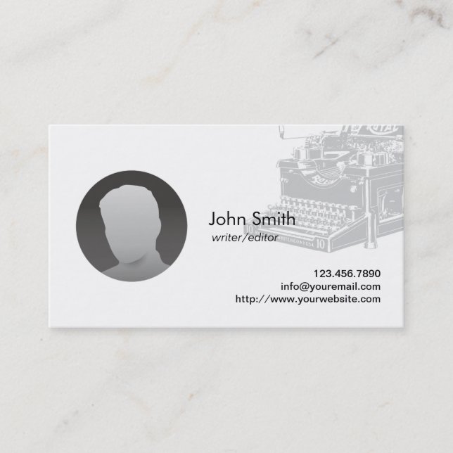 Custom Photo Typewriter Writer Business Cards (Front)