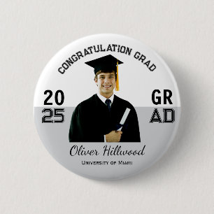 Custom photo Uni grad gift 6 Cm Round Badge