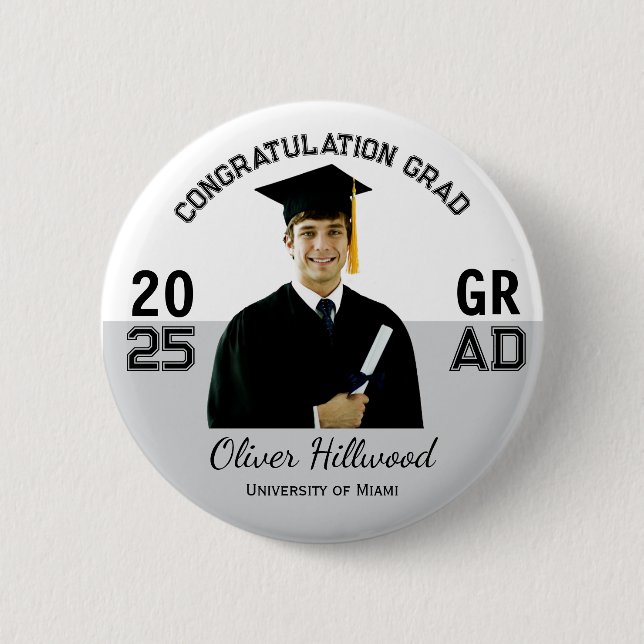 Custom photo Uni grad gift 6 Cm Round Badge (Front)