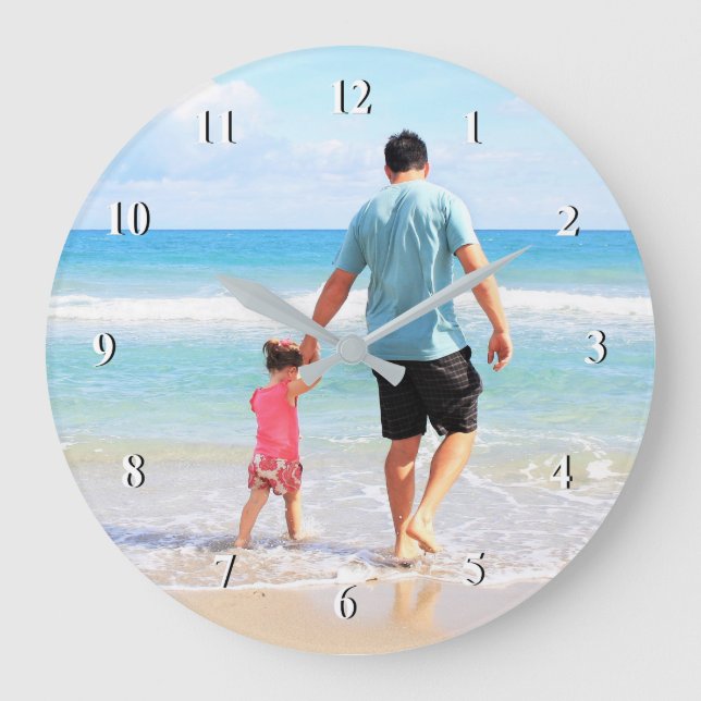 Custom Photo - Unique Your Own Design - Best DAD Large Clock (Front)
