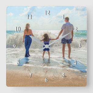 Custom Photo - Unique Your Own Design Personalise Square Wall Clock