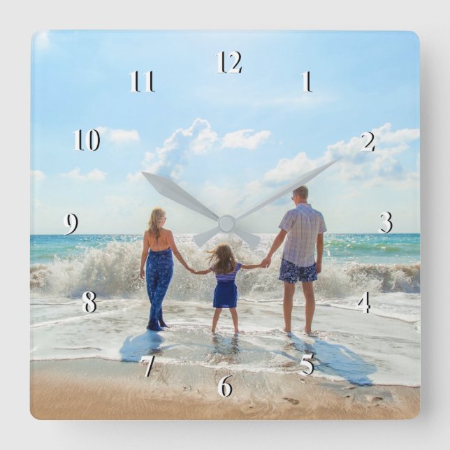 Custom Photo - Unique Your Own Design Personalised Square Wall Clock (Front)