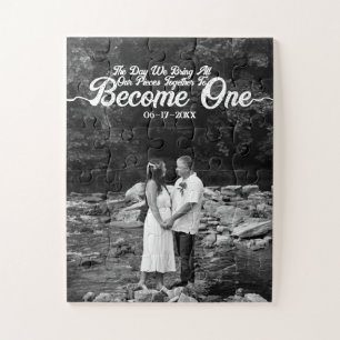 Custom Photo Unity Wedding Black & White Jigsaw Puzzle