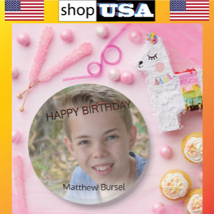 Custom Photo Upload 🎈 Monogram Paper Plate