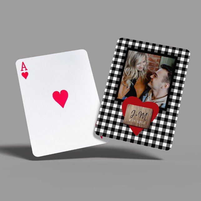 Custom photo Valentines Day couple initials heart Playing Cards (Creator Uploaded)