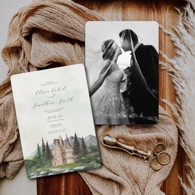 Custom photo vintage English manor wedding Invitation (Creator Uploaded)