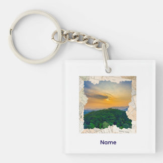 Custom Photo Vintage Newspaper Frame Key Ring