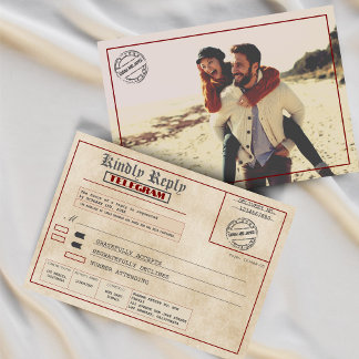 Custom Photo Vintage Wedding Old Fashioned RSVP Card