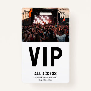 Custom Photo VIP All Access Pass Concert ID Badge