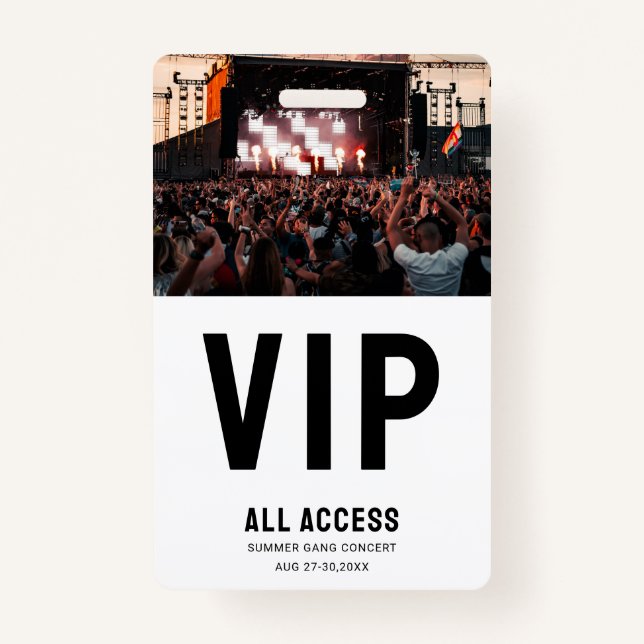 Custom Photo VIP All Access Pass Concert ID Badge (Front)