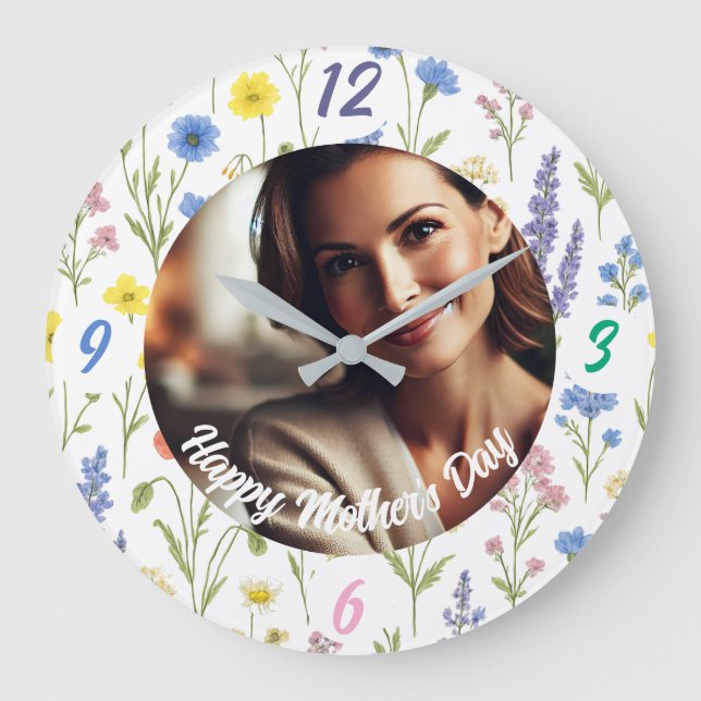 Custom Photo Wall Clock Mother's Day Gift (Front)