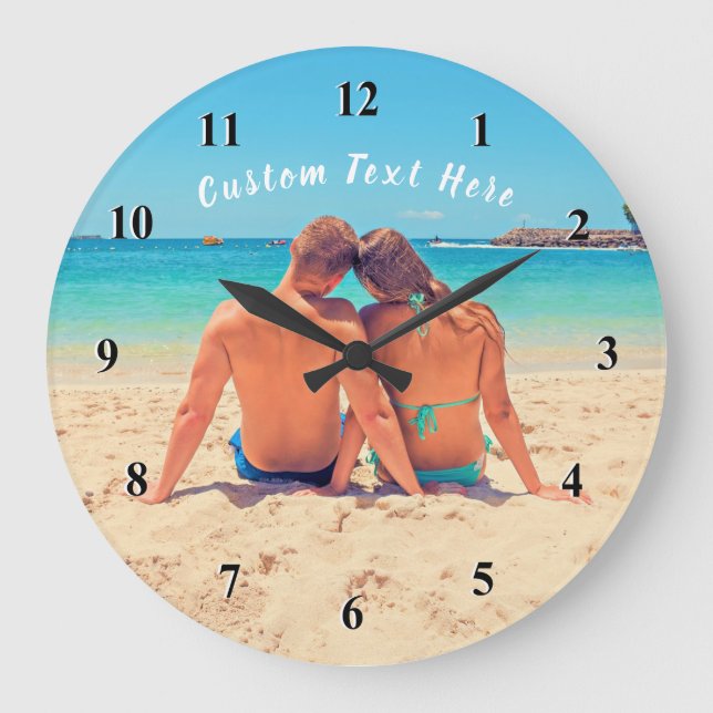Custom Photo Wall Clock with Text Create Your Gift (Front)