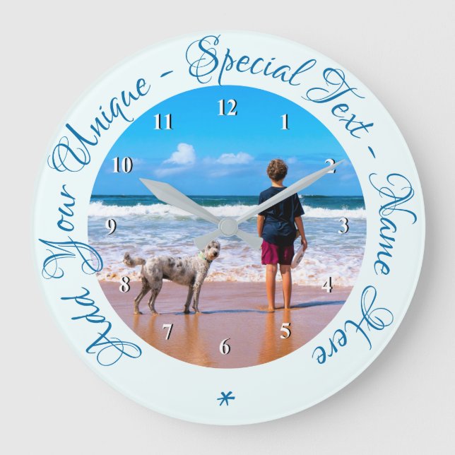 Custom Photo Wall Clock with Your Photos and Text (Front)