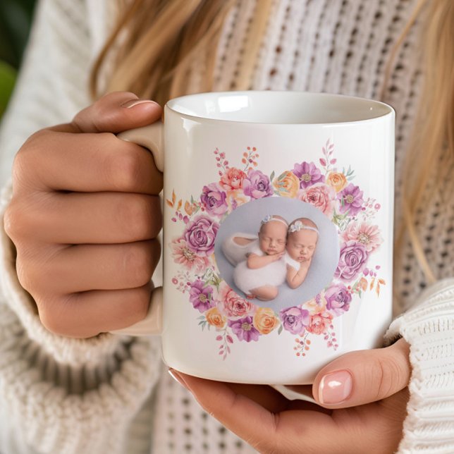 custom photo watercolor floral frame  coffee mug (Creator Uploaded)