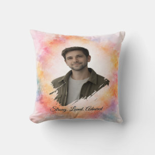 Custom Photo Watercolor Valentine’s Gift for Him Cushion