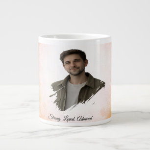 Custom Photo Watercolor Valentine’s Gift for Him Large Coffee Mug