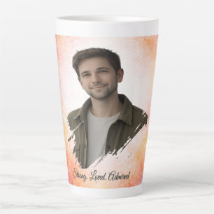 Custom Photo Watercolor Valentine’s Gift for Him Latte Mug