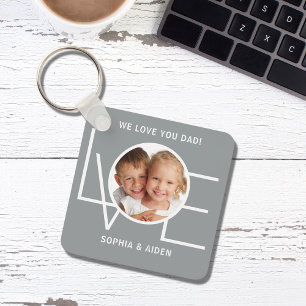 Custom Photo We Love You Dad Father's Day Gray Key Ring