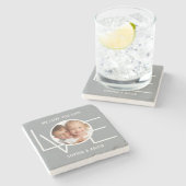 Custom Photo We Love You Dad Father's Day Grey Stone Coaster (Side)