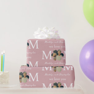Custom Photo We Love You Mum Pink Mother's Day Wrapping Paper