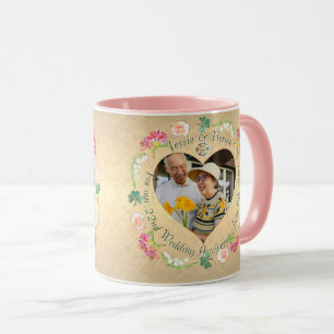 Custom Photo Wedding Anniversary Fresia Floral Mug