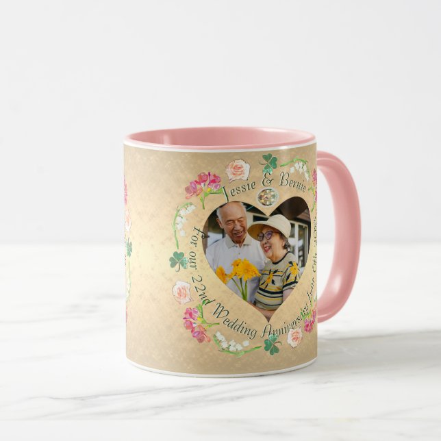Custom Photo Wedding Anniversary Fresia Floral Mug (Front Right)