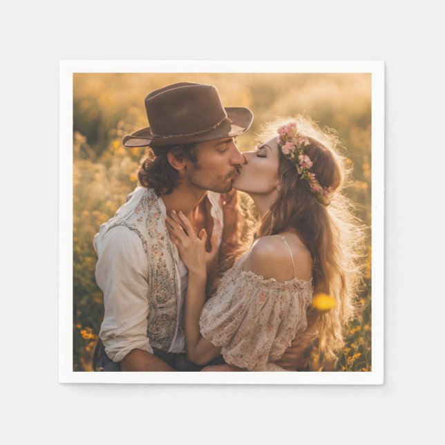 Custom Photo Wedding Engagement Napkin (Front)