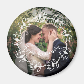 Custom Photo Wedding Happy Anniversary Magnet