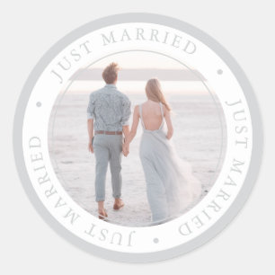 Custom photo wedding occasion simple classic round sticker