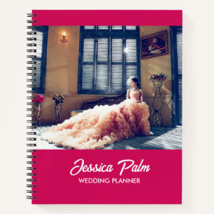 Custom photo wedding pink notebook
