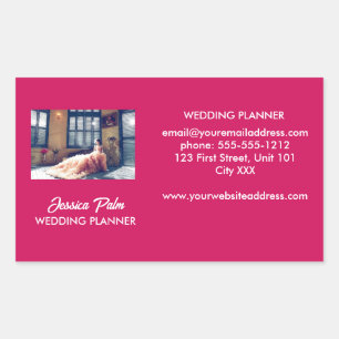 Custom photo wedding pink rectangular sticker