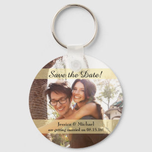 Custom Photo Wedding Save the Date Key Ring