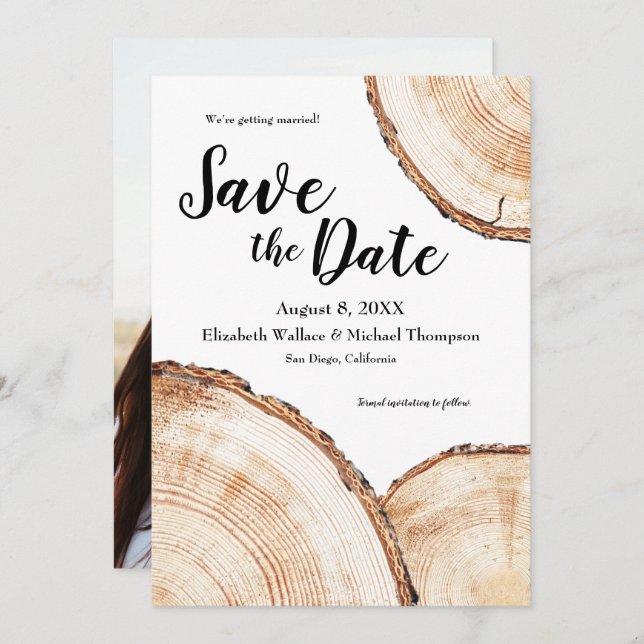 Custom Photo Wedding Save the Date Rustic Wood (Front/Back)