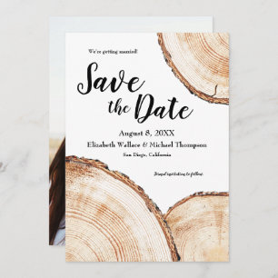 Custom Photo Wedding Save the Date Rustic Wood
