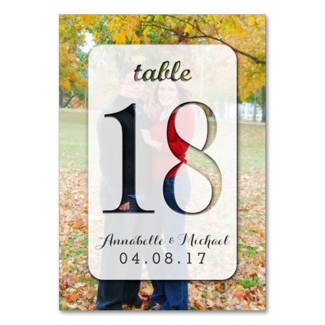 Custom Photo Wedding Table Number Card 18 (Front)