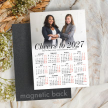 Custom Photo White Calendar 2027 Magnetic Card