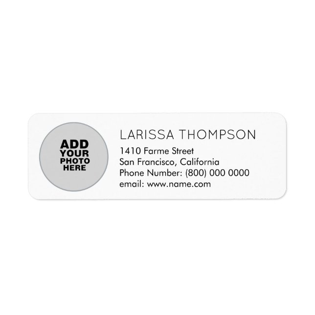 Custom Photo White Return Address Label (Front)