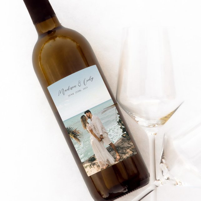 Custom Photo Wine Bottle Label Birthday Wedding (Creator Uploaded)