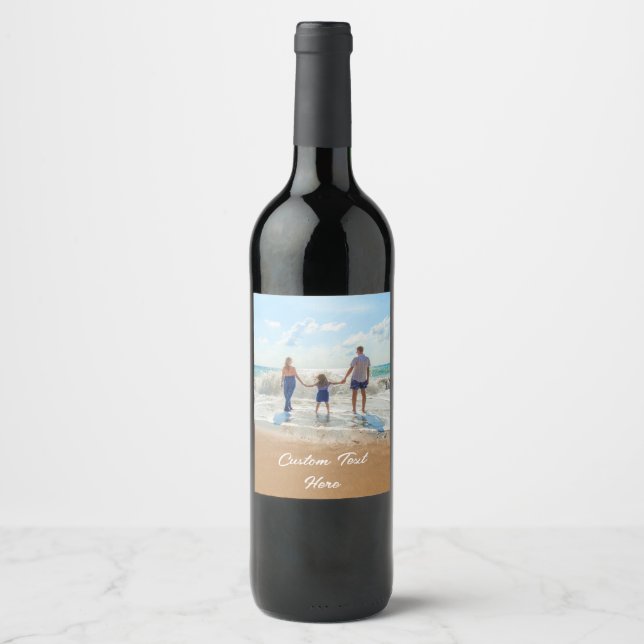 Custom Photo Wine Label Your Favourite Photos Text (Front)