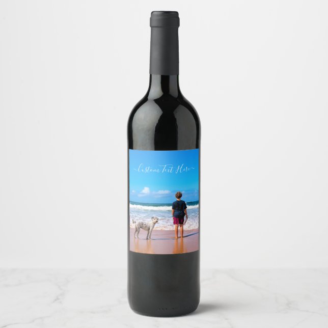 Custom Photo Wine Label Your Photos and Text (Front)