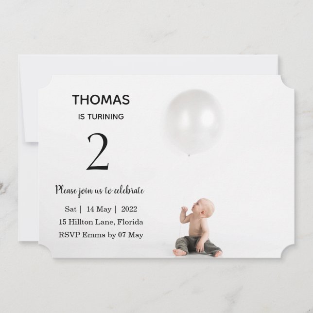 custom photo with age baby birthday invitation (Front)