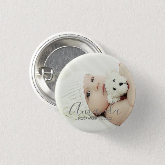 Custom Photo with Custom Name and Text 3 Cm Round Badge (Front & Back)